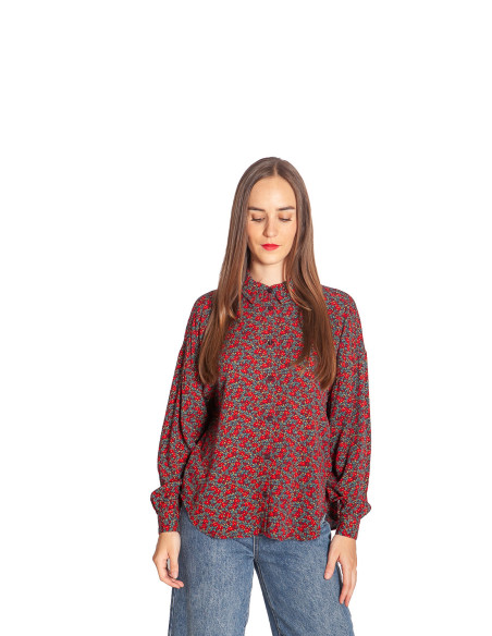camisa estampado de florecillas rojas fee king louie sommes demode zaragoza
