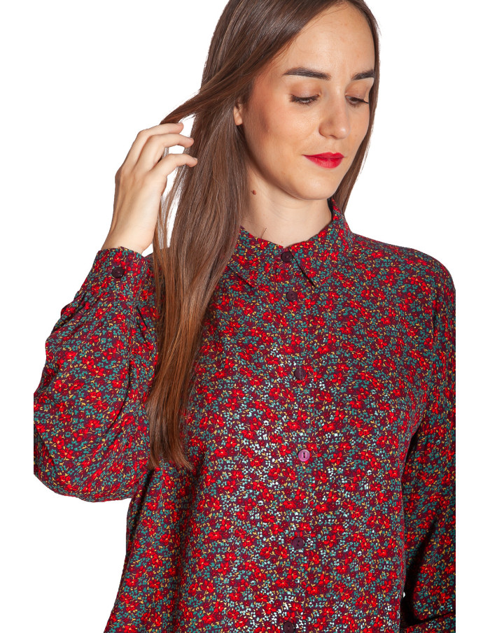 camisa estampado de florecillas rojas fee king louie sommes demode zaragoza