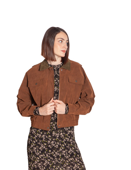 cazadora efecto ante marron cuello verde wild pony sommes demode zaragoza