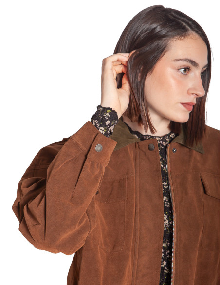 cazadora efecto ante marron cuello verde wild pony sommes demode zaragoza