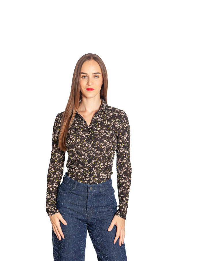 camisa con estampado de flores verdes wild pony sommes demode zaragoza