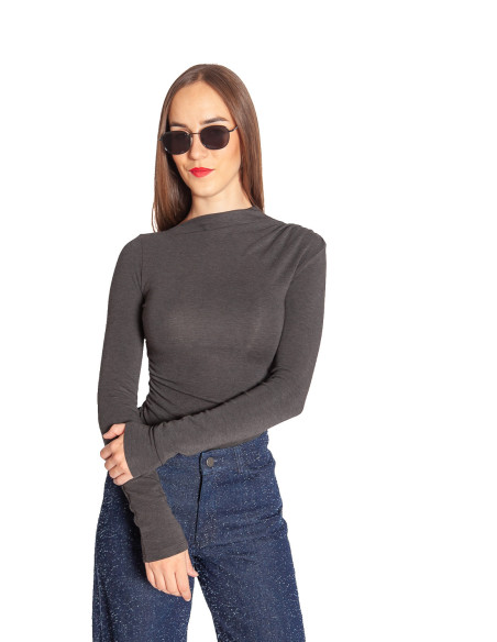top drapeado color gris oscuro aurygny sommes demode zaragoza