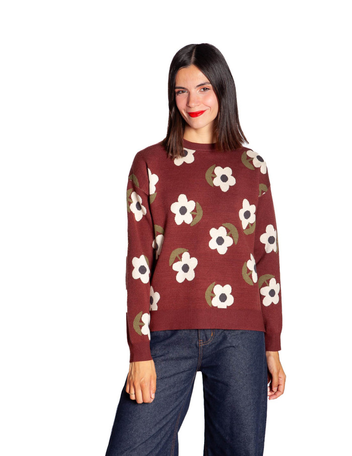 jersey marron estampado de flores santini compañia fantastica sommes demode zaragoza
