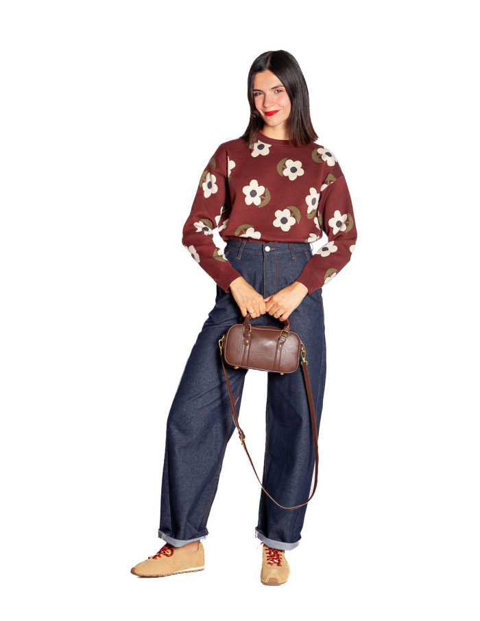jersey marron estampado de flores santini compañia fantastica sommes demode zaragoza