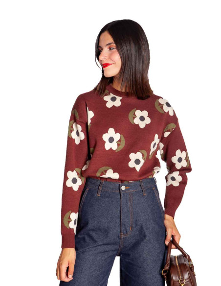 jersey marron estampado de flores santini compañia fantastica sommes demode zaragoza