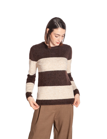 jersey con rayas color chocolate y beige edeen ichi sommes demode zaragoza