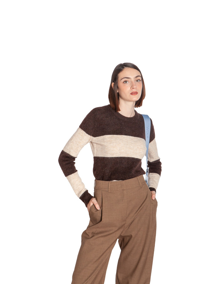 jersey con rayas color chocolate y beige edeen ichi sommes demode zaragoza