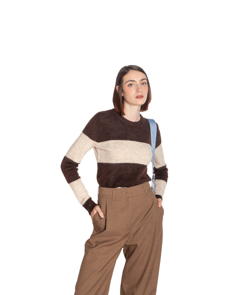 jersey con rayas color chocolate y beige edeen ichi sommes demode zaragoza
