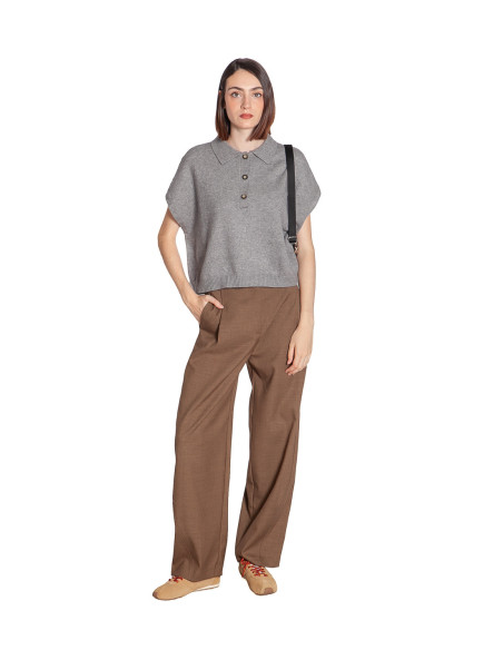 polo de punto oversize color gris alize ichi sommes demode zaragoza