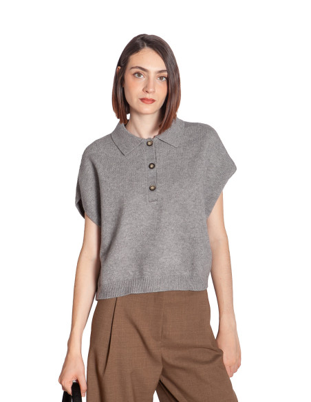 polo de punto oversize color gris alize ichi sommes demode zaragoza