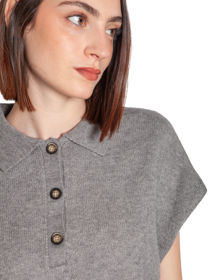 polo de punto oversize color gris alize ichi sommes demode zaragoza