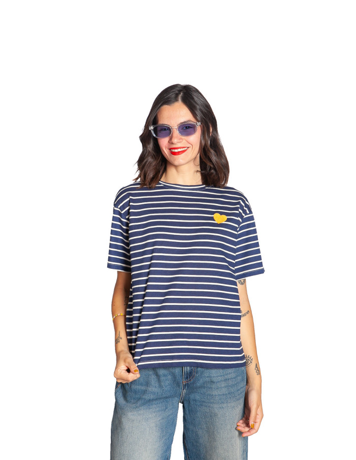 camiseta navy rayas blancas bordado corazon compañia fantastica sommes demode zaragoza