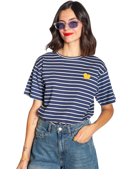 camiseta navy rayas blancas bordado corazon compañia fantastica sommes demode zaragoza
