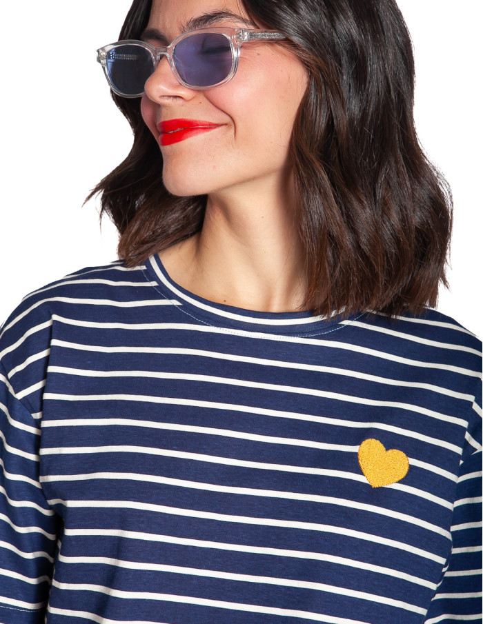 camiseta navy rayas blancas bordado corazon compañia fantastica sommes demode zaragoza