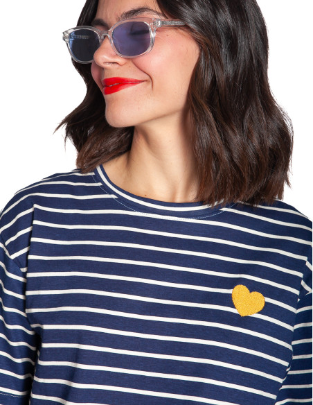 camiseta navy rayas blancas bordado corazon compañia fantastica sommes demode zaragoza