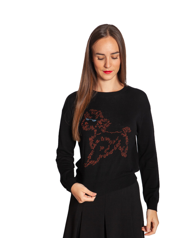 Jersey punto ligero negro caniche Nice Things Sommes Demode Zaragoza