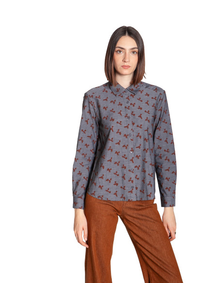 Camisa gris estampado caniches Nice Things Sommes Demode Zaragoza