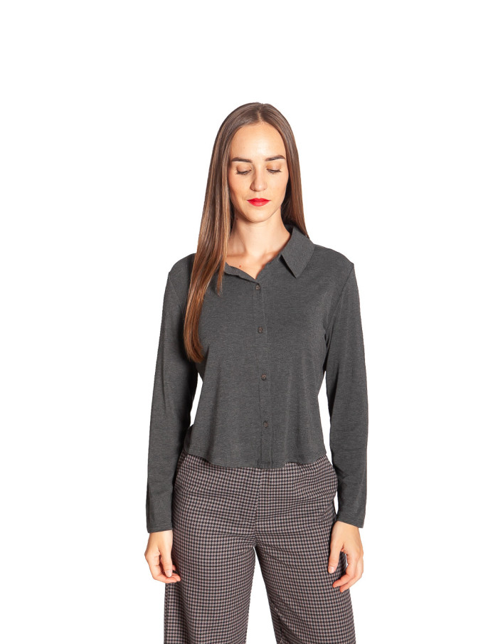 Camisa tejido elástico color gris Nice Things Sommes Demode Zaragoza