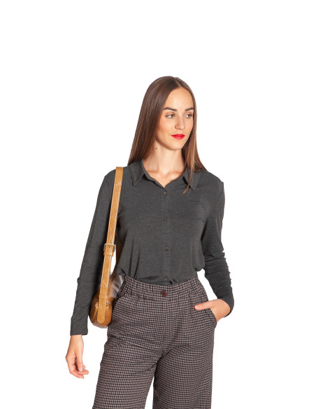 Camisa tejido elástico color gris Nice Things Sommes Demode Zaragoza