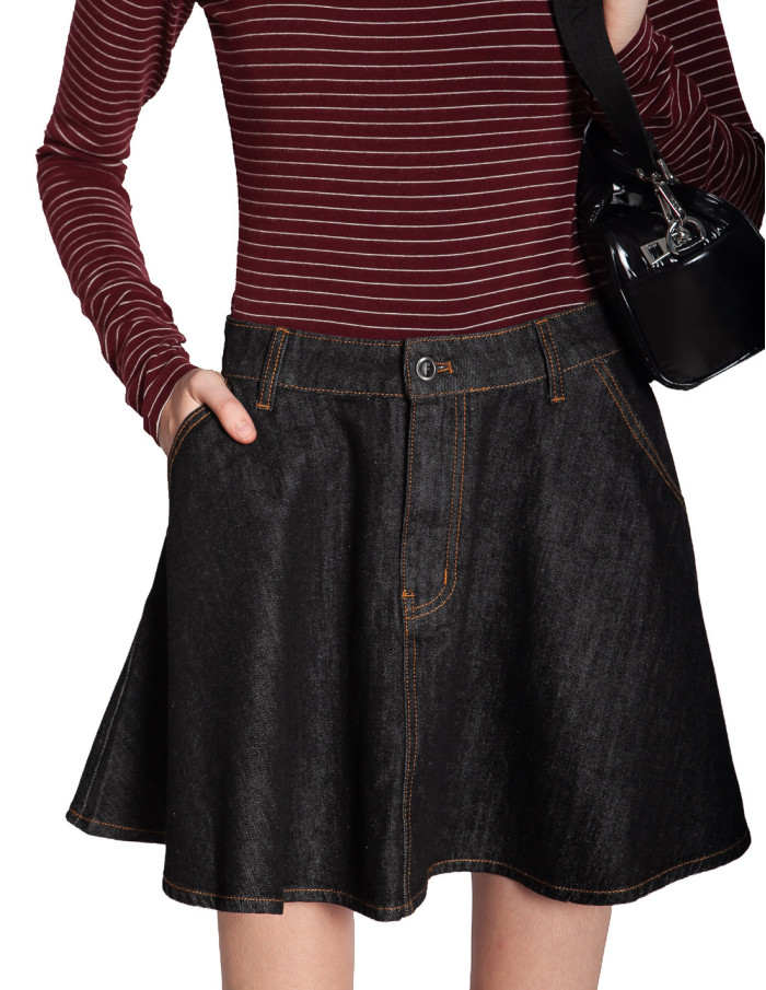 Falda corta denim washed black Boseong Frnch Sommes Demode Zaragoza
