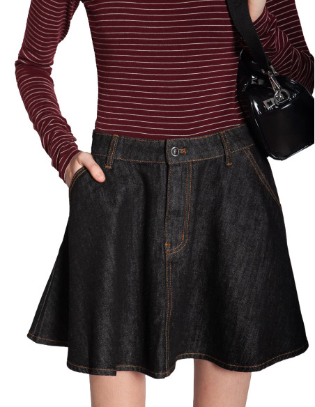 Falda corta denim washed black Boseong Frnch Sommes Demode Zaragoza