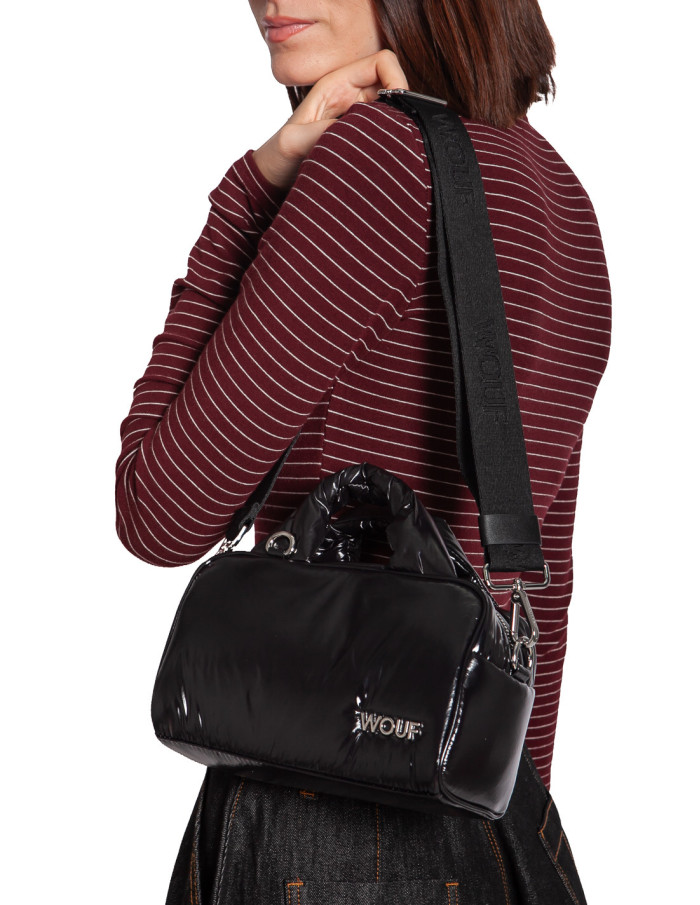Bolso bowling acabado brillo negro Night Wouf Sommes Demode Zaragoza