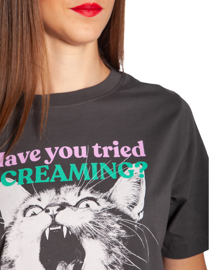 Camiseta antracita screaming cat Vadstena Sommes Demode Zaragoza