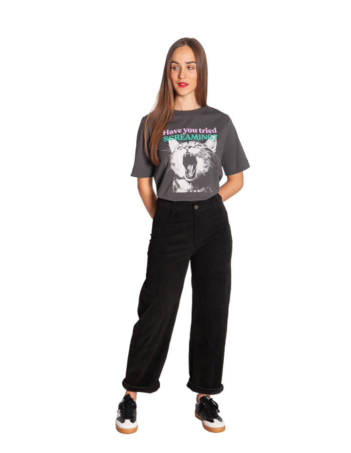 Camiseta antracita screaming cat Vadstena Sommes Demode Zaragoza