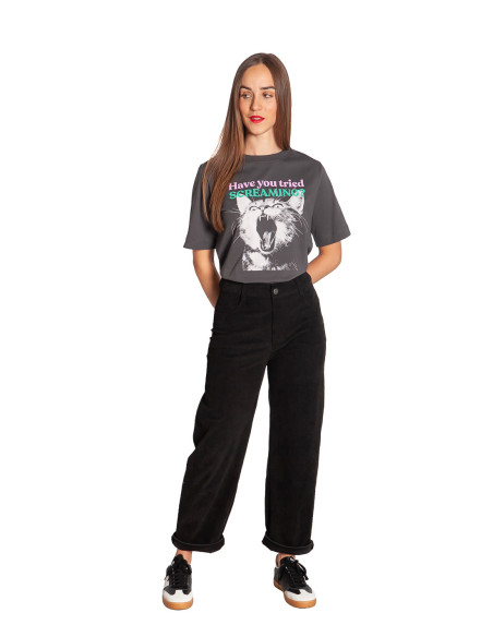 Camiseta antracita screaming cat Vadstena Sommes Demode Zaragoza