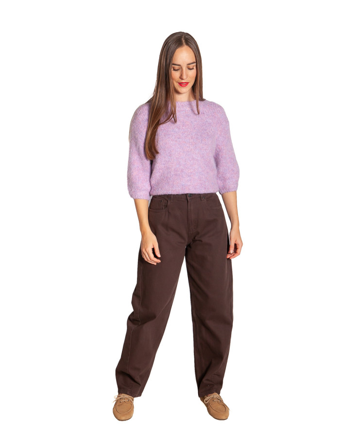 Jeans corte barrel marrón chocolate Kamari Byoung Sommes Demode Zaragoza