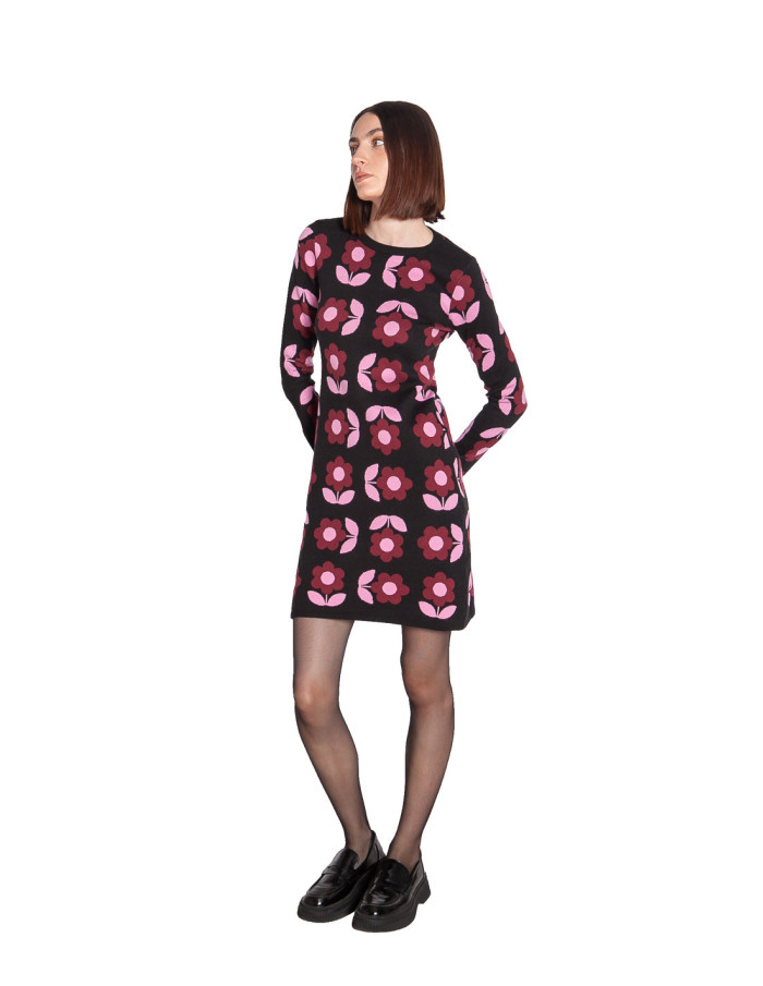 Vestido corto de punto con flores rosas Ren Sugarhill Sommes Demode Zaragoza