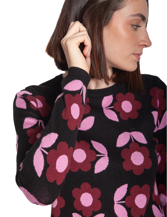 Vestido corto de punto con flores rosas Ren Sugarhill Sommes Demode Zaragoza