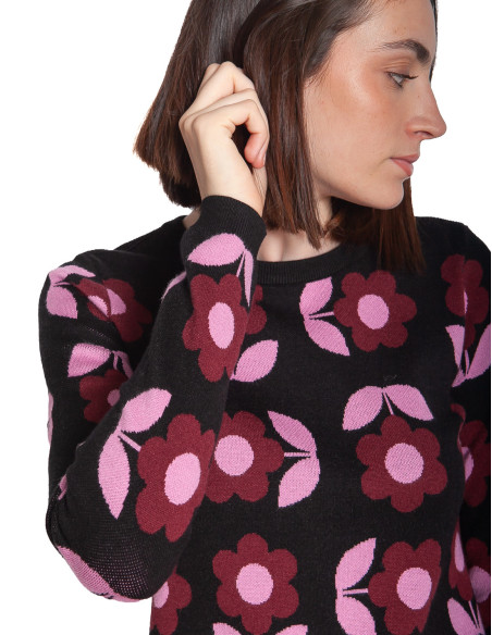Vestido corto de punto con flores rosas Ren Sugarhill Sommes Demode Zaragoza
