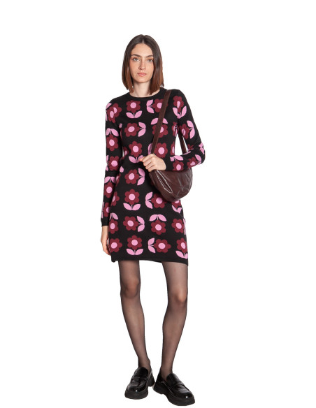 Vestido corto de punto con flores rosas Ren Sugarhill Sommes Demode Zaragoza