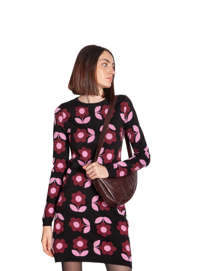 Vestido corto de punto con flores rosas Ren Sugarhill Sommes Demode Zaragoza
