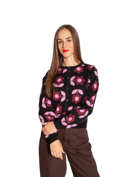 Cárdigan de punto con flores rosas Venetia Sugarhill Sommes Demode Zaragoza