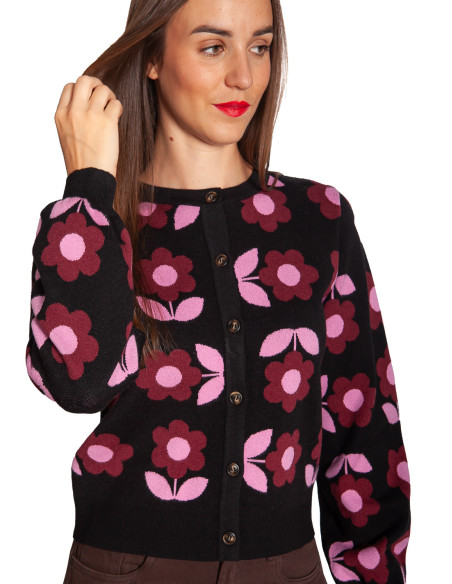 Cárdigan de punto con flores rosas Venetia Sugarhill Sommes Demode Zaragoza