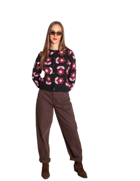 Cárdigan de punto con flores rosas Venetia Sugarhill Sommes Demode Zaragoza