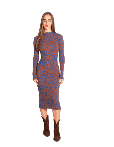 Vestido canalé animal print azul lofta Dedicated Sommes Demode Zaragoza