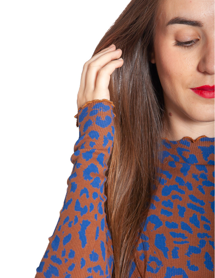 Vestido canalé animal print azul lofta Dedicated Sommes Demode Zaragoza