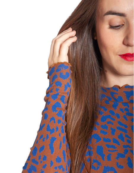 Vestido canalé animal print azul lofta Dedicated Sommes Demode Zaragoza