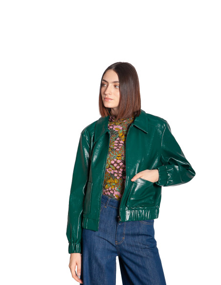 cazadora acabado brillo color verde pino isla king louie sommes demode zaragoza