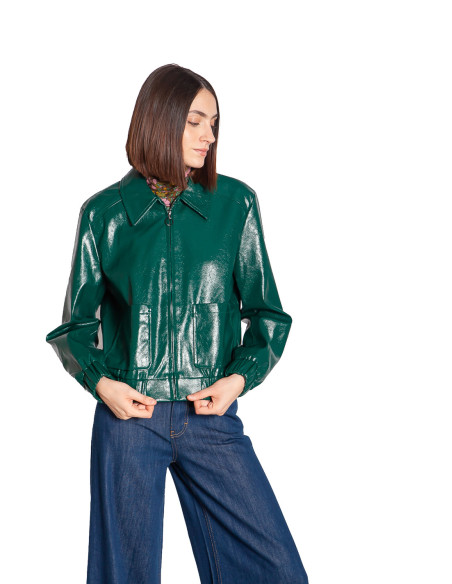 cazadora acabado brillo color verde pino isla king louie sommes demode zaragoza