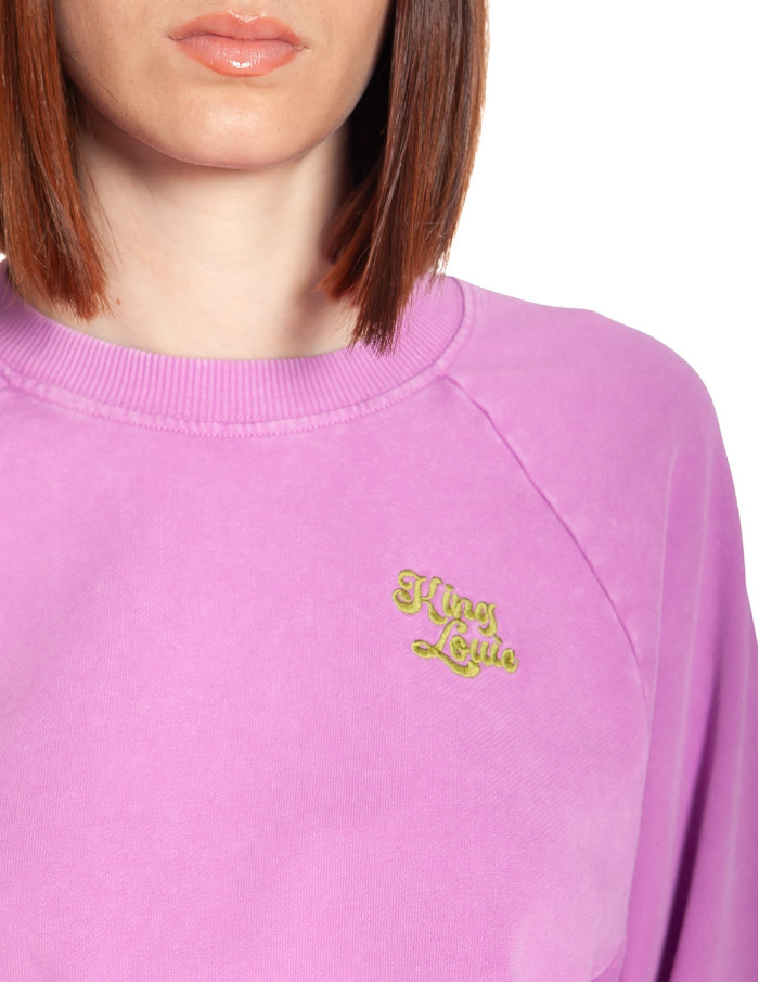 sudadera crop color rosa con bordado bibi king louie sommes demode zaragoza