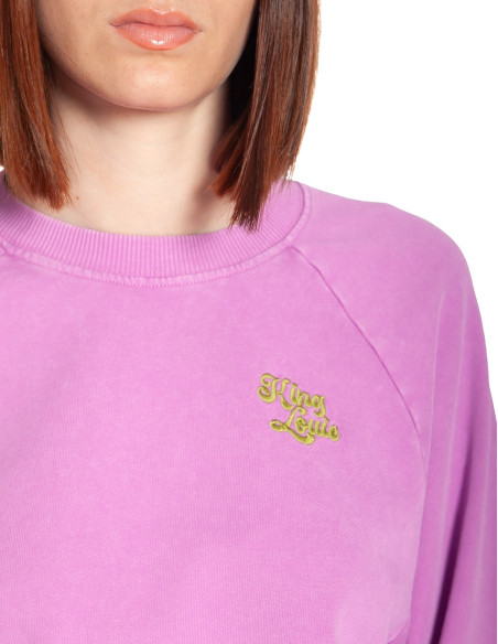 sudadera crop color rosa con bordado bibi king louie sommes demode zaragoza