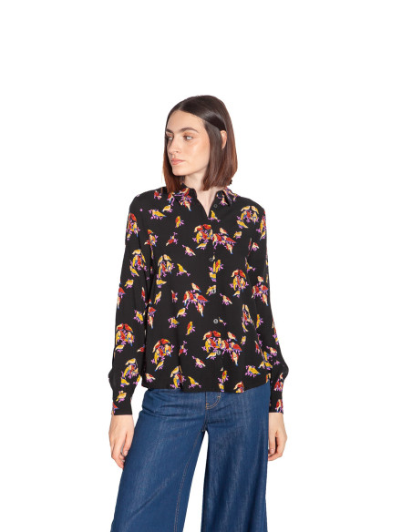 camisa negra estampado pajarillos maisie king louie sommes demode zaragoza