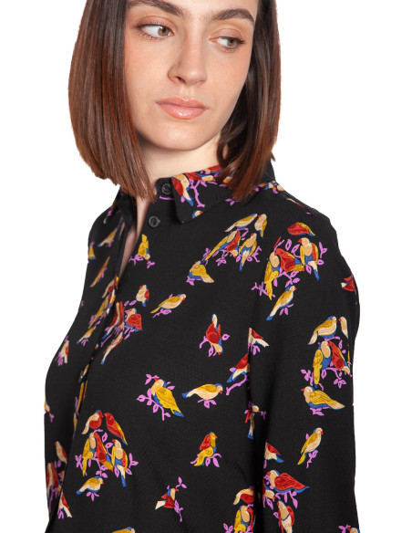 camisa negra estampado pajarillos maisie king louie sommes demode zaragoza