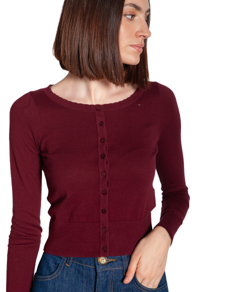 cardigan punto fino color burdeos ute king louie sommes demode zaragoza