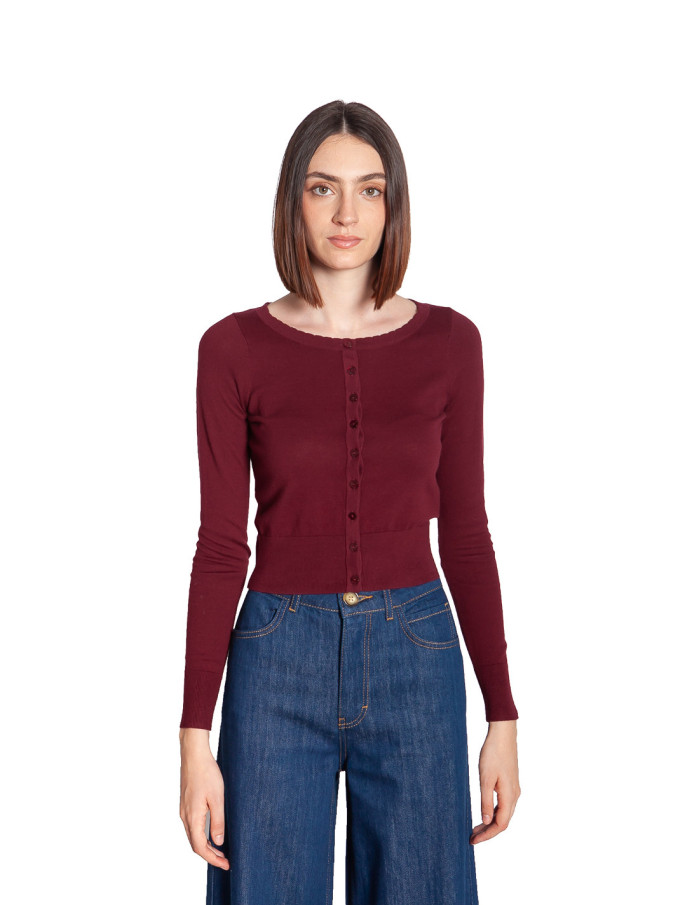 cardigan punto fino color burdeos ute king louie sommes demode zaragoza
