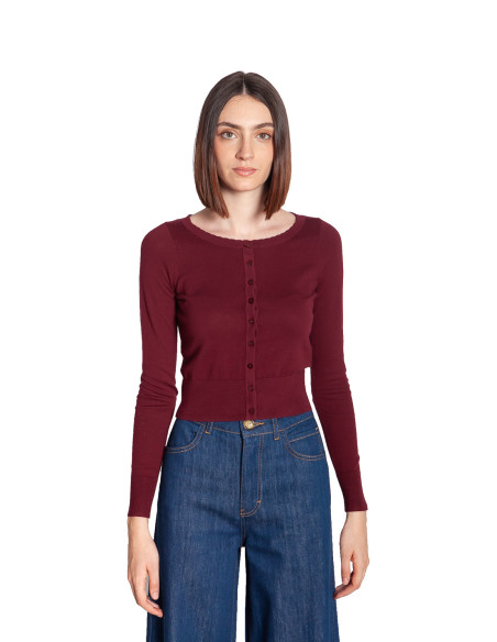 cardigan punto fino color burdeos ute king louie sommes demode zaragoza